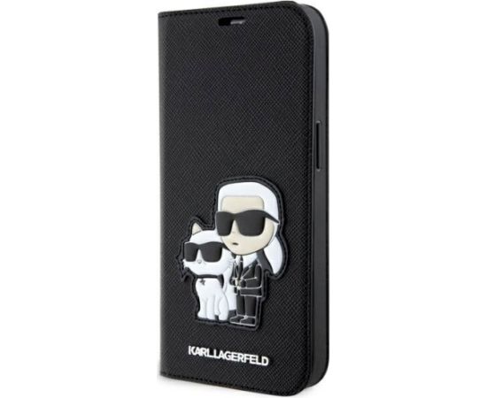Karl Lagerfeld KLBKP14LSANKCPK Saffiano Karl & Choupette Planšetdatoru maciņš priekš iPhone 14 Pro 6.1" / melns Neoriģinālie Maciņi