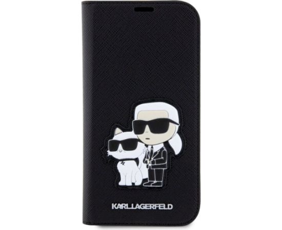 Karl Lagerfeld KLBKP14LSANKCPK Saffiano Karl & Choupette Planšetdatoru maciņš priekš iPhone 14 Pro 6.1" / melns Neoriģinālie Maciņi