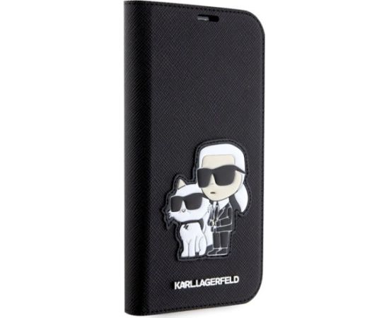 Karl Lagerfeld KLBKP14LSANKCPK Saffiano Karl & Choupette Planšetdatoru maciņš priekš iPhone 14 Pro 6.1" / melns Neoriģinālie Maciņi