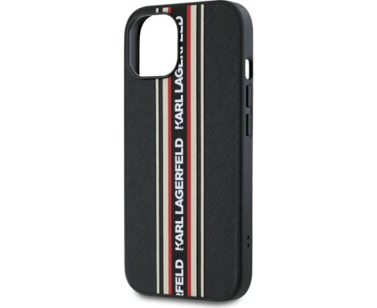 Karl Lagerfeld Saffiano Athleisure Stripes Cord Aizsargapvalks priekš iPhone 15 / sarkans Neoriģinālie Maciņi