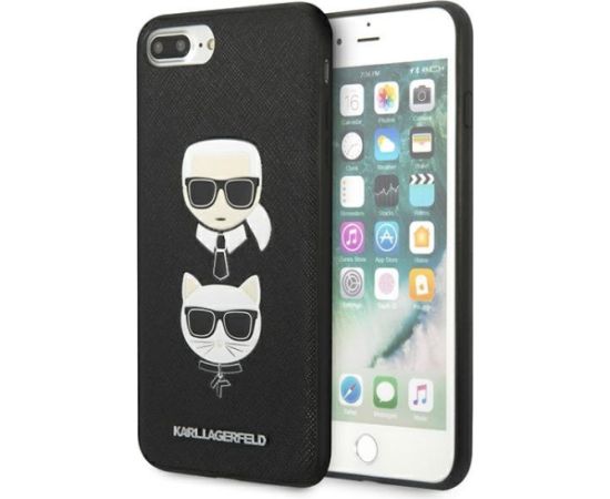 Karl Lagerfeld KLHCI8LSAKICKCBK Saffiano Karl&Choupette Aizsargapvalks priekš iPhone 7 Plus/8 Plus / melns Neoriģinālie Maciņi