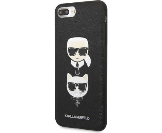 Karl Lagerfeld KLHCI8LSAKICKCBK Saffiano Karl&Choupette Aizsargapvalks priekš iPhone 7 Plus/8 Plus / melns Neoriģinālie Maciņi