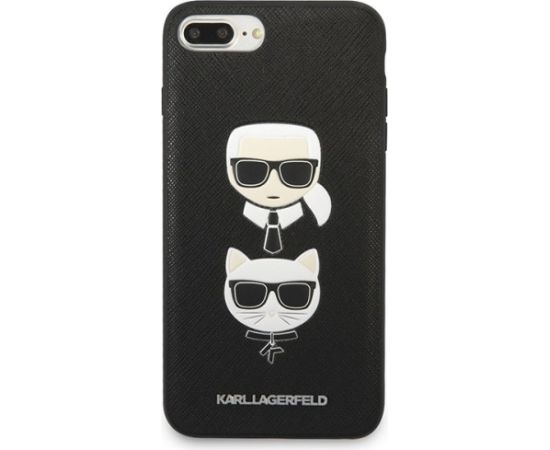 Karl Lagerfeld KLHCI8LSAKICKCBK Saffiano Karl&Choupette Aizsargapvalks priekš iPhone 7 Plus/8 Plus / melns Neoriģinālie Maciņi
