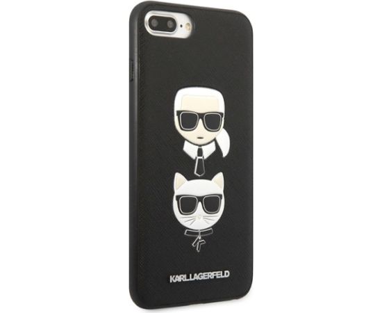 Karl Lagerfeld KLHCI8LSAKICKCBK Saffiano Karl&Choupette Aizsargapvalks priekš iPhone 7 Plus/8 Plus / melns Neoriģinālie Maciņi