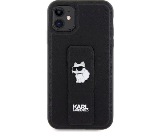Karl Lagerfeld KLHCN61GSACHPK Gripstand Saffiano Choupette Aizsargapvalks priekš iPhone 11/Xr 6.1" / melns Neoriģinālie Maciņi