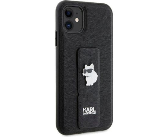 Karl Lagerfeld KLHCN61GSACHPK Gripstand Saffiano Choupette Aizsargapvalks priekš iPhone 11/Xr 6.1" / melns Neoriģinālie Maciņi