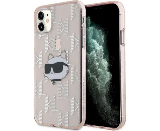 Karl Lagerfeld KLHCN61HKLPCHP Hardcase IML Choupette Head & Monogram Aizsargapvalks priekš iPhone 11 / Xr 6.1" / rozā Neoriģinālie Maciņi