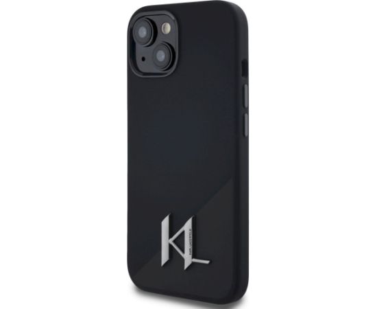 Karl Lagerfeld Silicone Shadow Metal Initial MagSafe Aizsargapvalks priekš iPhone 15 / melns Neoriģinālie Maciņi