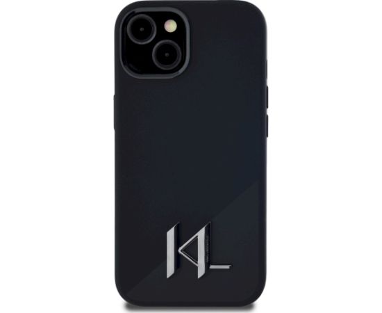 Karl Lagerfeld Silicone Shadow Metal Initial MagSafe Aizsargapvalks priekš iPhone 15 / melns Neoriģinālie Maciņi