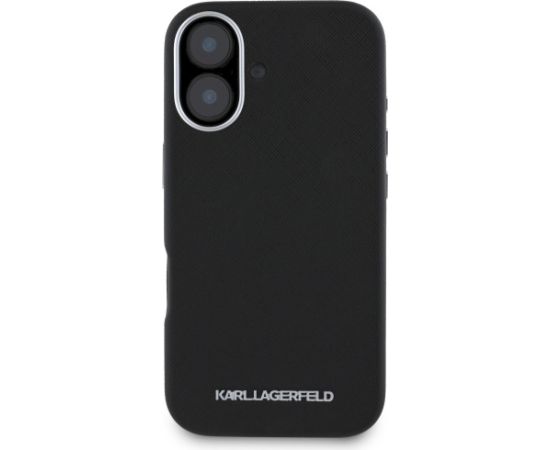 Karl Lagerfeld Saffiano Full Wrapped Elongated Metal Logo MagSafe Aizsargapvalks priekš iPhone 16 / melns Neoriģinālie Maciņi