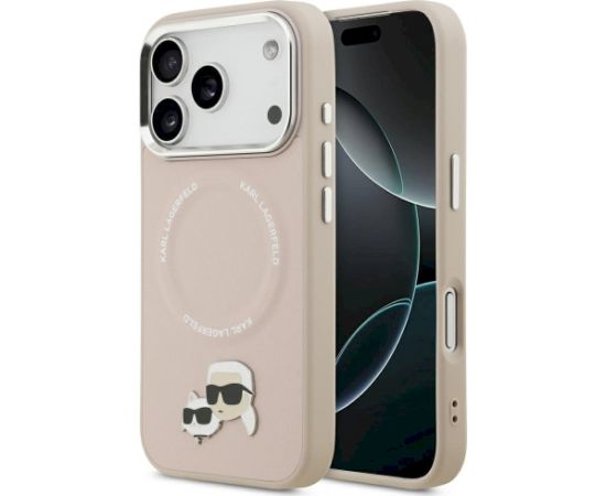 Karl Lagerfeld Karl & Choupette Pins MagSafe Case Aizsargapvalks priekš iPhone 17 Pro / rozā Neoriģinālie Maciņi