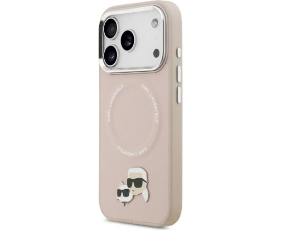 Karl Lagerfeld Karl & Choupette Pins MagSafe Case Aizsargapvalks priekš iPhone 17 Pro / rozā Neoriģinālie Maciņi