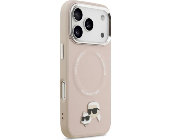 Karl Lagerfeld Karl & Choupette Pins MagSafe Case Aizsargapvalks priekš iPhone 17 Pro / rozā Neoriģinālie Maciņi