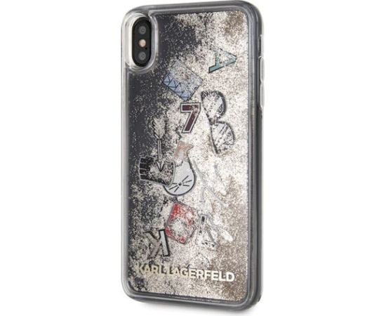 Karl Lagerfeld KLHCI65KSICGO Iconic Liquid Glitter Aizsargapvalks priekš iPhone Xs Max / zelta Neoriģinālie Maciņi