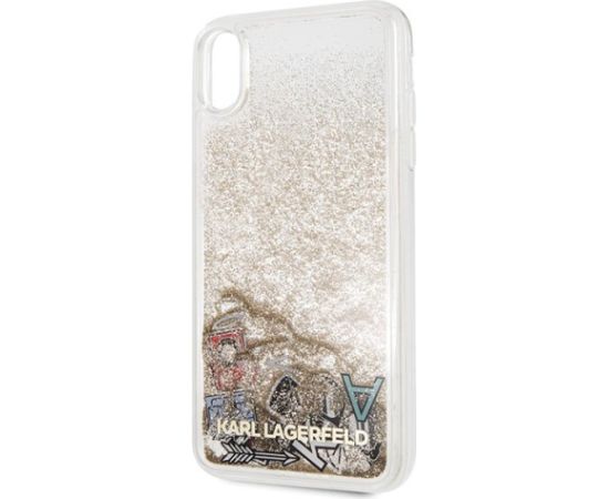 Karl Lagerfeld KLHCI65KSICGO Iconic Liquid Glitter Aizsargapvalks priekš iPhone Xs Max / zelta Neoriģinālie Maciņi