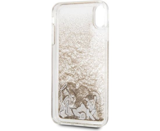 Karl Lagerfeld KLHCI65KSICGO Iconic Liquid Glitter Aizsargapvalks priekš iPhone Xs Max / zelta Neoriģinālie Maciņi