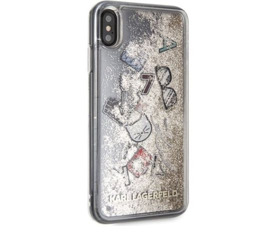 Karl Lagerfeld KLHCI65KSICGO Iconic Liquid Glitter Aizsargapvalks priekš iPhone Xs Max / zelta Neoriģinālie Maciņi