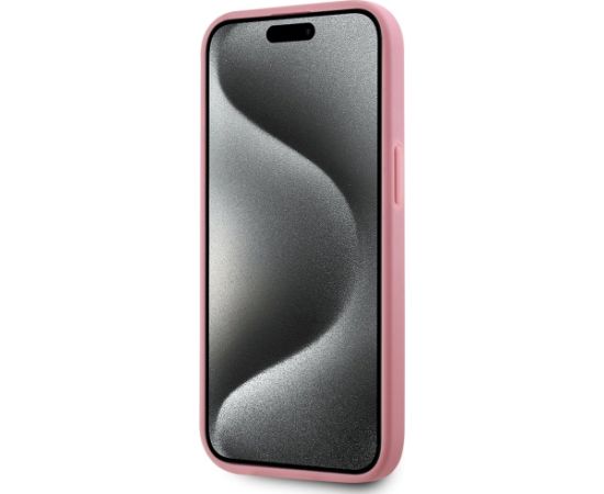 Case Karl Lagerfeld Wrinkled Metal Signature Aizsargapvalks priekš iPhone 15 / rozā Neoriģinālie Maciņi