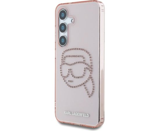 Karl Lagerfeld Rhinestones K. Head Logo Aizsargapvalks priekš Samsung Galaxy S25 / rozā Neoriģinālie Maciņi