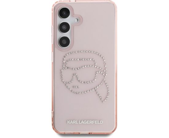 Karl Lagerfeld Rhinestones K. Head Logo Aizsargapvalks priekš Samsung Galaxy S25 / rozā Neoriģinālie Maciņi