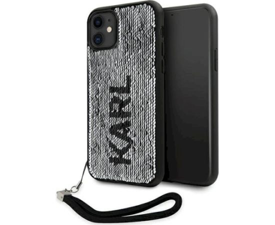 Karl Lagerfeld KLHCN61PSQRKS hardcase Sequins Cord Aizsargapvalks priekš iPhone 11/Xr 6,1" / sudraba Neoriģinālie Maciņi