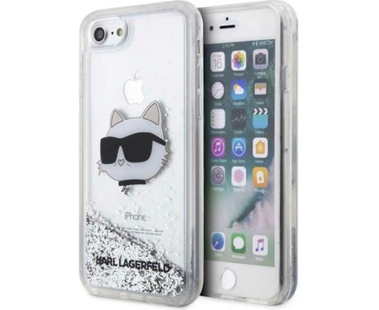 Karl Lagerfeld KLHCI8LNCHCS Hardcase Glitter Choupette H Aizsargapvalks priekš iPhone 7/8/SE 2020 / SE 2022 / sudraba Neoriģinālie Maciņi