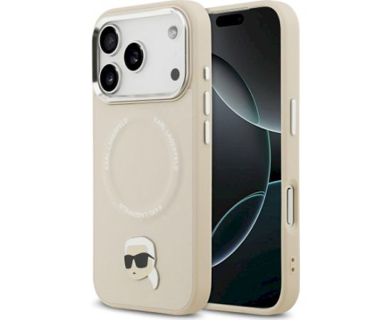 Karl Lagerfeld Karl Pin MagSafe Case Aizsargapvalks priekš iPhone 17 Pro Max / bēšs Neoriģinālie Maciņi
