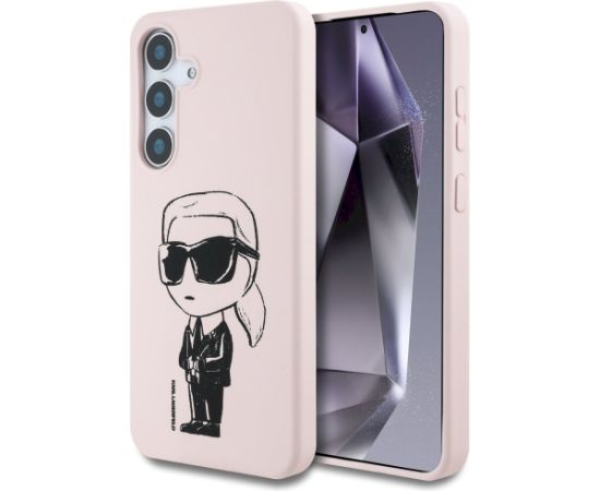 Case Karl Lagerfeld Silicone Graffiti Ikonik Printed Logo MagSafe Aizsargapvalks priekš Samsung Galaxy S25 / rozā Neoriģinālie Maciņi