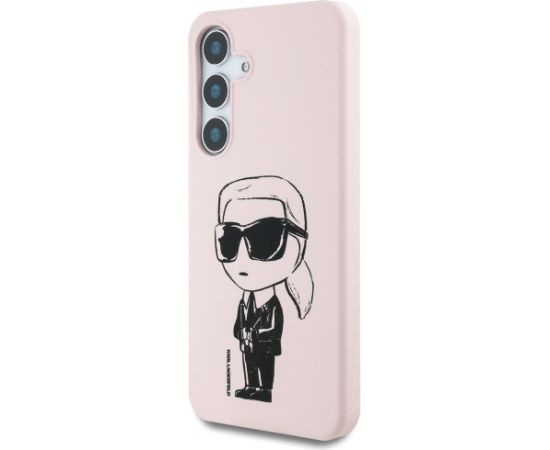 Case Karl Lagerfeld Silicone Graffiti Ikonik Printed Logo MagSafe Aizsargapvalks priekš Samsung Galaxy S25 / rozā Neoriģinālie Maciņi
