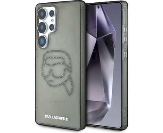 Karl Lagerfeld Rhinestones Karl Head Logo Aizsargapvalks priekš Samsung Galaxy S25 Ultra / melns Neoriģinālie Maciņi