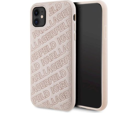 Karl Lagerfeld KLHCN61PQKPMP Aizsargapvalks priekš iPhone 11 / Xr 6.1" / rozā Quilted K Pattern Neoriģinālie Maciņi