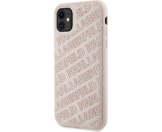 Karl Lagerfeld KLHCN61PQKPMP Aizsargapvalks priekš iPhone 11 / Xr 6.1" / rozā Quilted K Pattern Neoriģinālie Maciņi