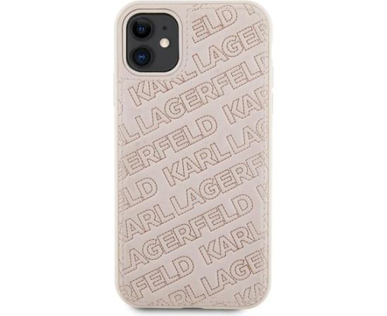 Karl Lagerfeld KLHCN61PQKPMP Aizsargapvalks priekš iPhone 11 / Xr 6.1" / rozā Quilted K Pattern Neoriģinālie Maciņi