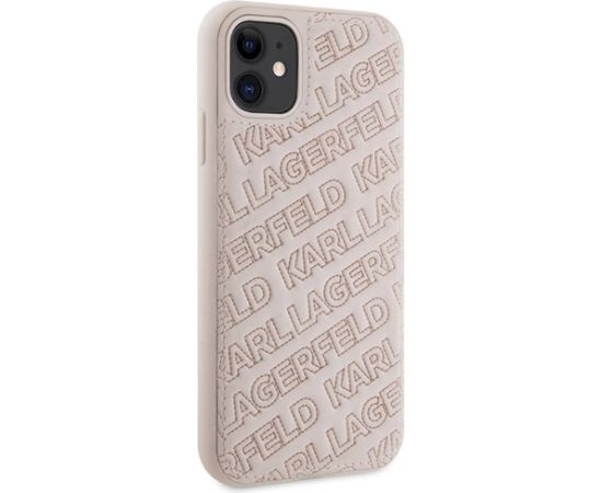 Karl Lagerfeld KLHCN61PQKPMP Aizsargapvalks priekš iPhone 11 / Xr 6.1" / rozā Quilted K Pattern Neoriģinālie Maciņi