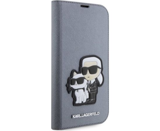 Karl Lagerfeld KLBKP14LSANKCPG Planšetdatoru maciņš priekš iPhone 14 Pro 6.1" / sudrabains Neoriģinālie Maciņi