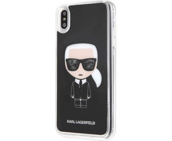 Karl Lagerfeld KLHCI65ICGBK Iconic Glitter Aizsargapvalks priekš iPhone Xs Max / melns Neoriģinālie Maciņi