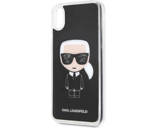 Karl Lagerfeld KLHCI65ICGBK Iconic Glitter Aizsargapvalks priekš iPhone Xs Max / melns Neoriģinālie Maciņi