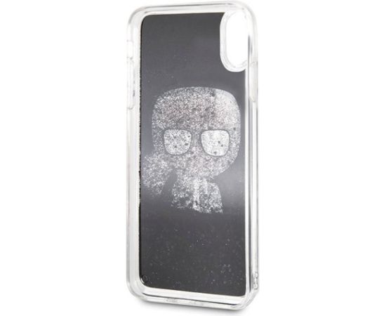 Karl Lagerfeld KLHCI65ICGBK Iconic Glitter Aizsargapvalks priekš iPhone Xs Max / melns Neoriģinālie Maciņi