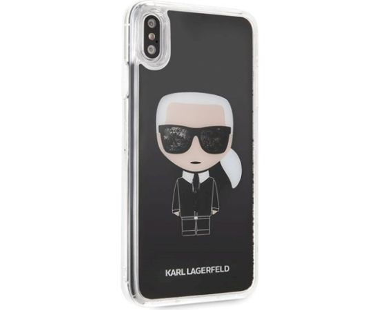 Karl Lagerfeld KLHCI65ICGBK Iconic Glitter Aizsargapvalks priekš iPhone Xs Max / melns Neoriģinālie Maciņi