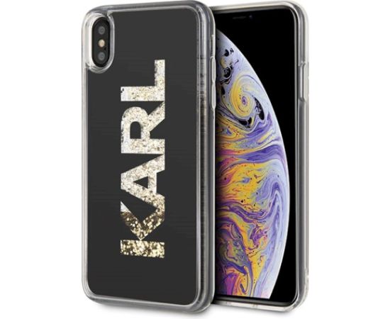Karl Lagerfeld KLHCI65KAGBK Karl logo Glitter Aizsargapvalks priekš iPhone Xs Max / melns Neoriģinālie Maciņi