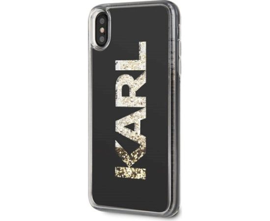 Karl Lagerfeld KLHCI65KAGBK Karl logo Glitter Aizsargapvalks priekš iPhone Xs Max / melns Neoriģinālie Maciņi