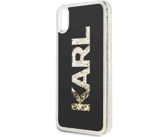 Karl Lagerfeld KLHCI65KAGBK Karl logo Glitter Aizsargapvalks priekš iPhone Xs Max / melns Neoriģinālie Maciņi