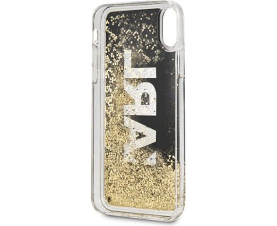 Karl Lagerfeld KLHCI65KAGBK Karl logo Glitter Aizsargapvalks priekš iPhone Xs Max / melns Neoriģinālie Maciņi