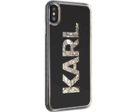 Karl Lagerfeld KLHCI65KAGBK Karl logo Glitter Aizsargapvalks priekš iPhone Xs Max / melns Neoriģinālie Maciņi