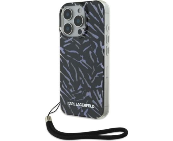 Karl Lagerfeld KLHCP16LHZBPKCCU Aizsargapvalks priekš iPhone 16 Pro 6.3" Zebra With Cord / violets Neoriģinālie Maciņi