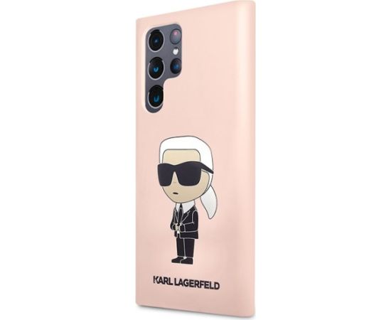 Karl Lagerfeld KLHCS23LSNIKBCP Sam S23 Ultra S918 Hardcase Silicone Ikonik Aizsargapvalks priekš Samsung Galaxy S23 Ultra / rozā Neoriģinālie Maciņi