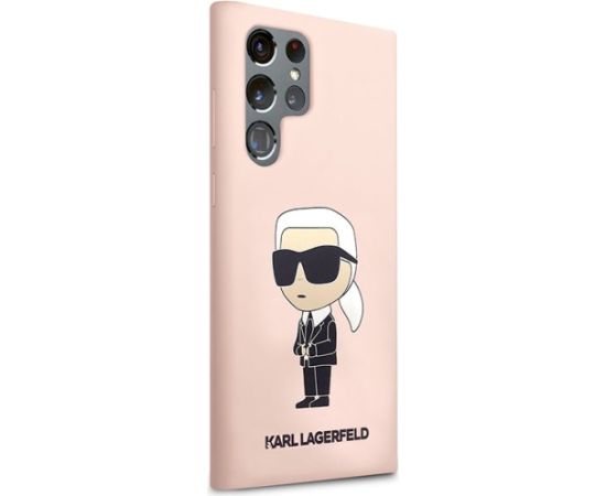 Karl Lagerfeld KLHCS23LSNIKBCP Sam S23 Ultra S918 Hardcase Silicone Ikonik Aizsargapvalks priekš Samsung Galaxy S23 Ultra / rozā Neoriģinālie Maciņi