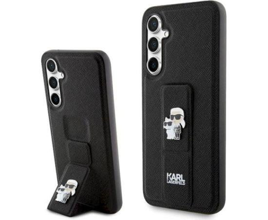 Karl Lagerfeld KLHCS23FEGSAKCPK Gripstand Saffiano Karl&Choupette Aizsargapvalks priekš Samsung Galaxy S23 FE / melns Neoriģinālie Maciņi