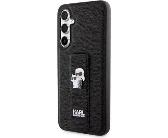 Karl Lagerfeld KLHCS23FEGSAKCPK Gripstand Saffiano Karl&Choupette Aizsargapvalks priekš Samsung Galaxy S23 FE / melns Neoriģinālie Maciņi
