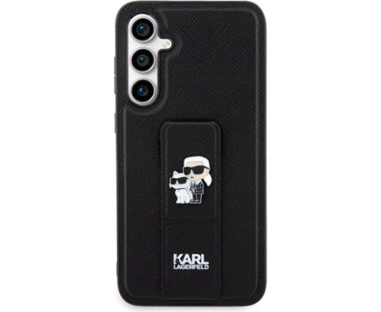 Karl Lagerfeld KLHCS23FEGSAKCPK Gripstand Saffiano Karl&Choupette Aizsargapvalks priekš Samsung Galaxy S23 FE / melns Neoriģinālie Maciņi